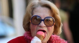 Perks Magazine, grandma licking an icecream